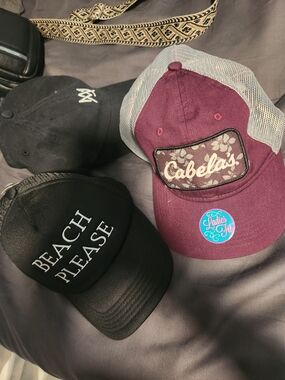 Cabela's Burgundy and White Mesh Trucker Cap , 3 Hats Total